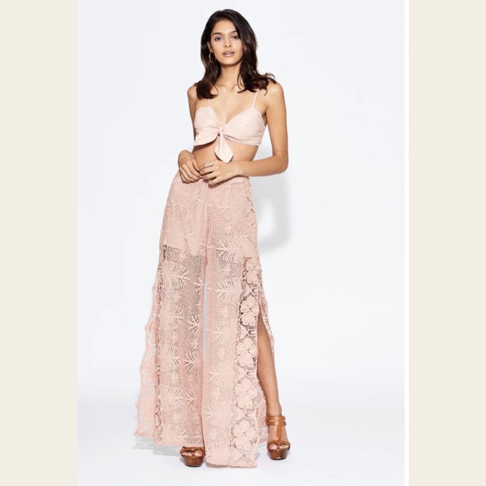 Miguelina Wide-Leg Crochet Boho Beach Pant. Sz Large. From Anthropologie